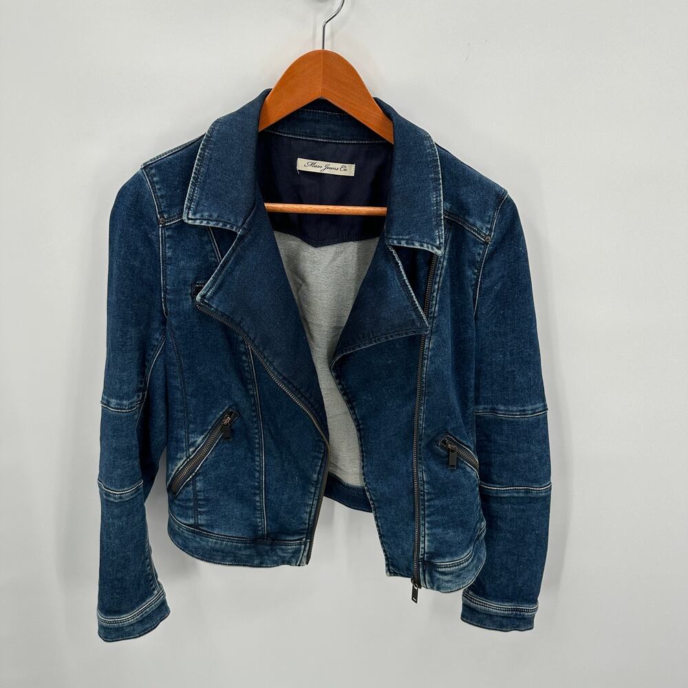 MAVI Janet Asymmetrical Full Zip Moto Denim Jacket // S - Picture 9 of 11
